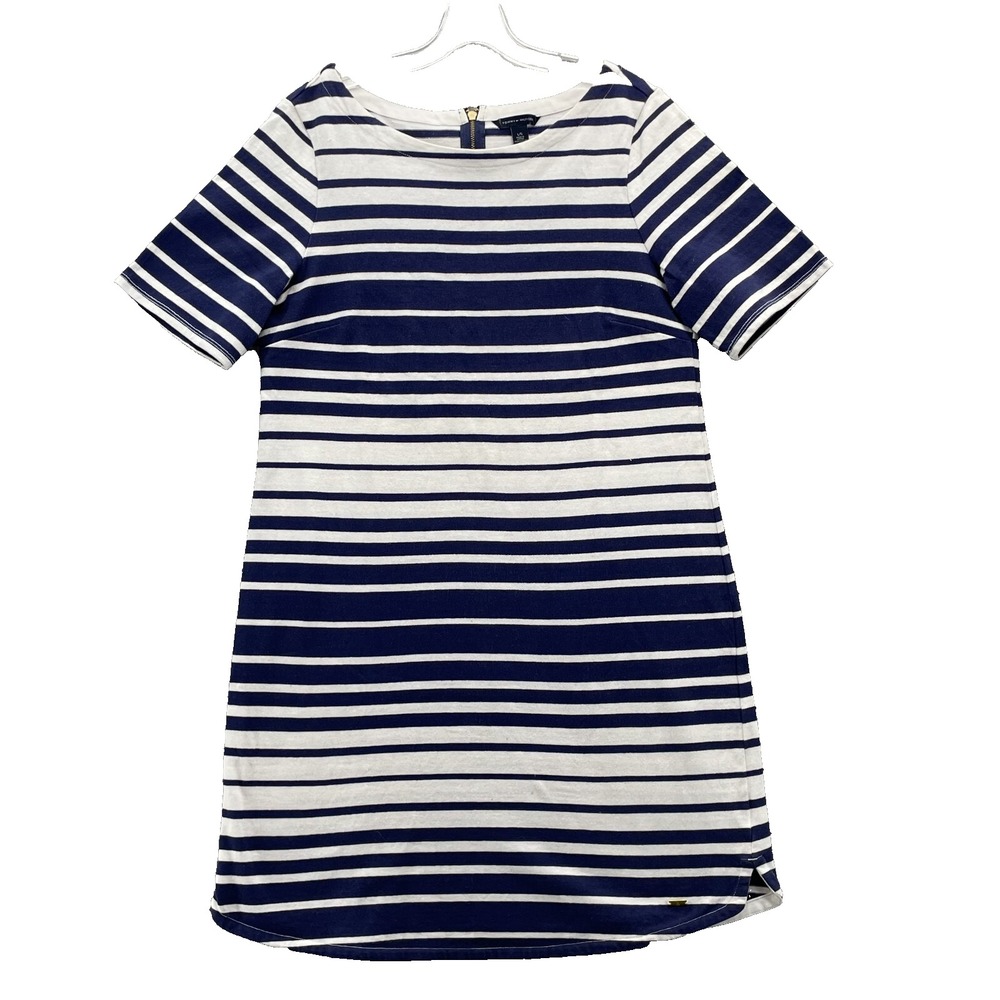 Tommy Hilfiger Straight Dress Womens Large Navy Stripe Corpcore Cocktail Classic